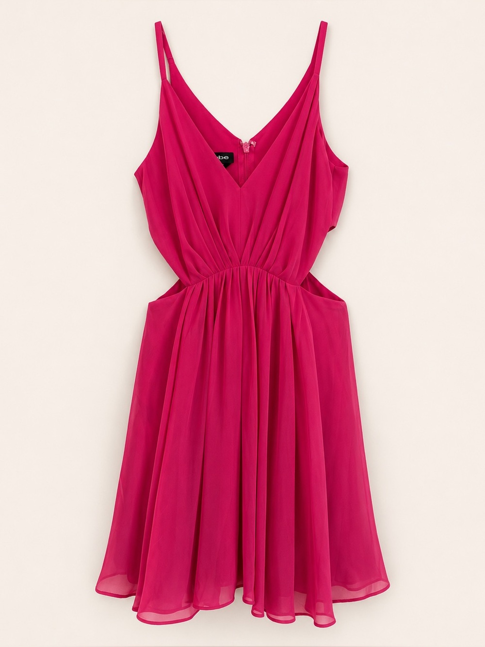 Bebe Hot Pink Cutout Chiffon Dress